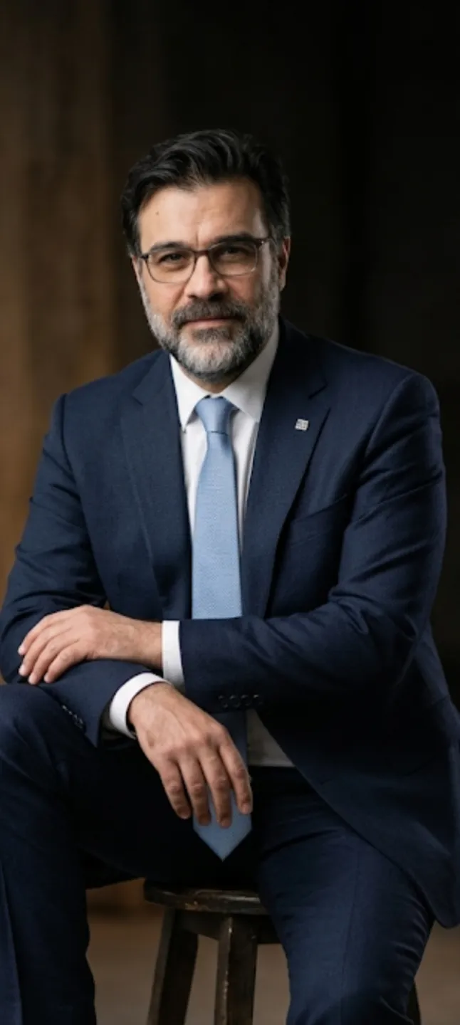 Takım elbiseyle otururken